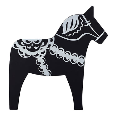 Grytunderlägg dalahäst, svart, enfärgstryck