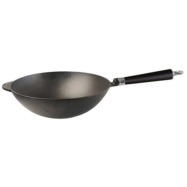 Wokpanna Gjutjärn 32cm Skaft Bok svart