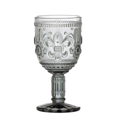 Cordelia Vinglas – Grått Glas med Präglat Mönster Ø8 x H15 cm