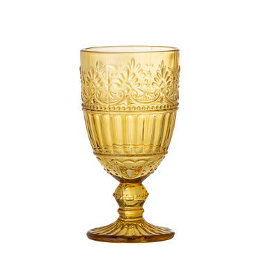 Feyza Vinglas – Bärnstensfärgat Glas med Präglad Detalj Ø7,5 x H14,5 cm
