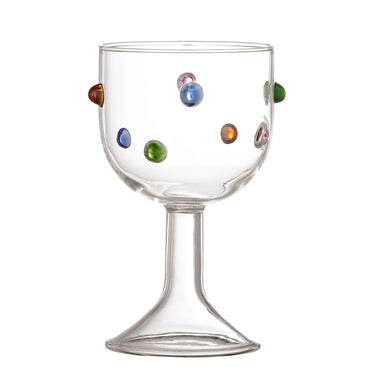 Thalia Vinglas – Munblåst Glas med Färgade Droppar Ø7,5 x H13,5 cm