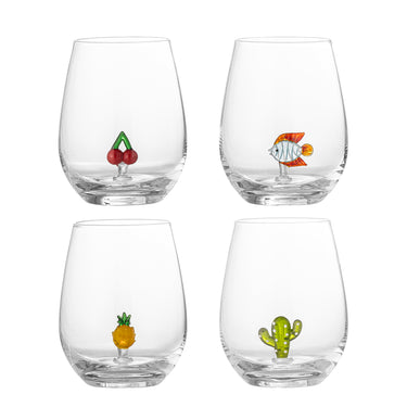 Misa Dricksglas 4-pack – Handgjorda Figurer i Botten Ø9 x H12 cm