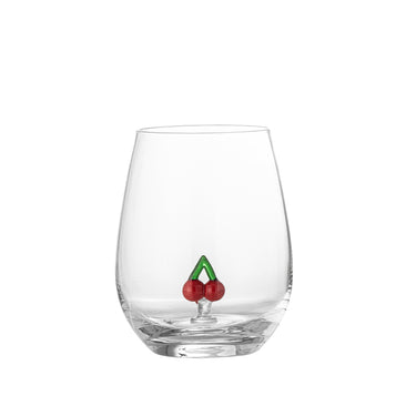 Misa Dricksglas – Munblåst Glas med Körsbärsfigur Ø9 x H12 cm