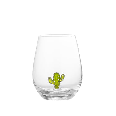 Misa Dricksglas – Munblåst Glas med Kaktusmotiv Ø9 x H12 cm
