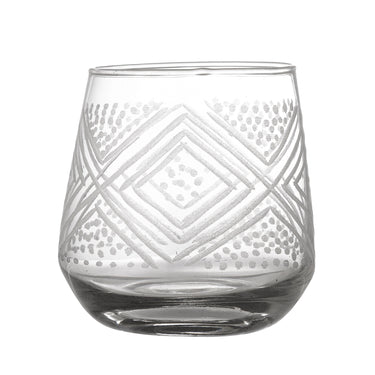 Kiyomi Dricksglas – Handgraverat Återvunnet Glas Ø9 x H9 cm