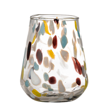 Kenji Dricksglas – Munblåst Glas med Färgade Stänk Ø9 x H10,5 cm
